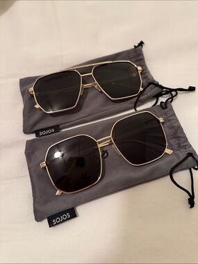SOJOS Women's Gold Frame Black Lens Sunglasses Amazon Lot of Two